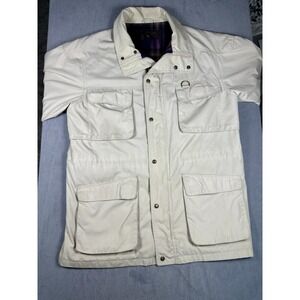 VTG 80s 90s Eddie Bauer Khaki Plaid Wool-Lined Mountain Parka Jacket Mens L